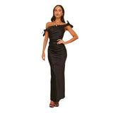 2025 Shoulder-To-Shoulder Collar Temperament Strap Elegant Sexy Dress Elastic Tight Ass Long
