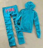 / Fall 2021 PINK Women's Brand Velvet Fabric Tracksuits Velour Suit Women Tracksuit Hoodies And Pants SIZE S - XL