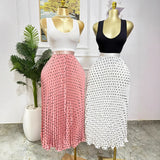 Fashion Folding Wave Half-Dress French Sweet High-Waisted A-Shaped Skirt Mid-Long Folds