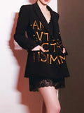 Fashion Women's Blazer Notched Collar Double Breasted Long Sleeve Embroidery Suit Jackets Female Autumn 2023 New