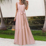 Elegant Sleeveless Tank Dress Celmia Bohemian Floral Print Long Party Dress 2022 Summer Holiday Casual Belted Maxi
