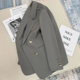 Toloer And Fall 2024 New Gray Korean Version British Style Suit Jacket Women's French Texture Fashion Suit-Outfit