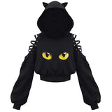Woman Clothing Kawaii Hoodies Crop Top Spring Autumn Clothes Bandage Hollow Long Sleeve Tees Sexy Club y2k Streetwear-Outfit
