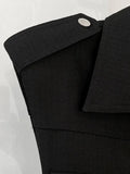 Straight Black Playsuit For Women Lapel Sleeveless Bandage Solid Minimalist Playsuits Female Fashion Clothes