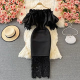 Sexy Hollow Out Lace Bodycon Long Dress Women Elegant Red/Pink/White Off Shoulder Patchwork Maxi Party Vestidos 2021 Autumn