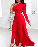 Women Elegant One Shoulder Dip Hem