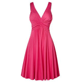 Suspension V-Neck Commuting Mid-Rise Mid-Rise Dress Solid-Colored