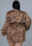 Brown Print Party Sexy Wrapped Plus Size