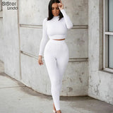 Sisterlinda Women Sporty Active Wear Matching Sets Fall Long Sleeve Tops Tees And Leggings 2 Two Piece Workout Outfits
