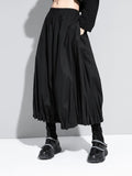High Elastic Waist Black Pleated Split Wide Leg Trousers New Loose Fit Pants Women Fashion Tide Spring Autumn 2023