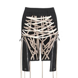 Patchwork Drawstring Bandage Pants For Women High Waist Zipper Casual Cargo Trousers Female 2022 Summer Fashion