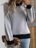 Women's Sweaters 2022 Loose Patchwork Women Pullover O Neck Basic Pink Jumper Winter Womens Green Sweater For Women