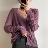 Women Knit Solid Simple Female See-through Sun Protection Long Sleeves Casual Summer Newest Popular Loose Elegant