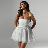 Toloer Hot Selling With Chest Temperament Fashion Gauze Small Dress Backless Dress
