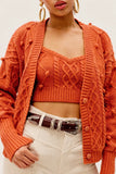 Sweater cardigan two piece set fall winter streetwear coat single breasted cropped