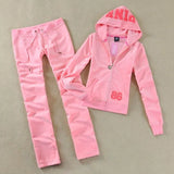 / Fall 2021 PINK Women's Brand Velvet Fabric Tracksuits Velour Suit Women Tracksuit Hoodies And Pants SIZE S - XL