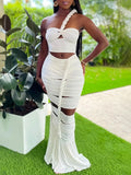 Spring 2025 New One-Shoulder Hollow Design Folds Slimming Bandages Dress
