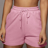 Solid Sportswear 2 Two Piece Sets Women 2021 Crop Top And Drawstring Shorts Matching Suits Summer Athleisure Outfits