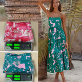 Vacation Fine Shoulder Strap Bare Back Print A Word Long Casual Swing Dress