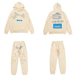 55555 Hip Hop Printed Letter Cobweb Hoodie Hoodie Couple Style Hoodie Trend-Outfit