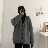 Women V-neck College Style Retro Vintage Single Breasted Teens Knitted Outerwear All-match Harajuku Female Sweater