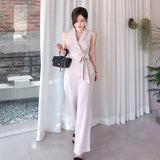Business Sleeveless Jumpsuits Women New Wide Leg Long Playsuits Casual Office Lady Work Wear
