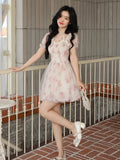 Sweet Fairy Bodycon Dresses for Women Elegant Party Print French Female Korean Fashion Cute Mini Dress Summer 2023