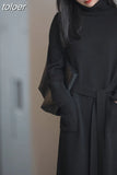 Loose Thick Winter 2023 Turtleneck Knitting Sweater Midi Dress for Women Long Sleeve Lace Maxi Dresses Oversize