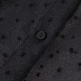 Dot Embroidery Women Organza Blouse 2021 Lantren Sleeve Black See Through Chic Top Casual Turn Down Collar Shirt