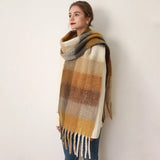 Women's Plaid Scarf Soft Waxy Thickened Autumn Winter Mohair Imitation Cashmere