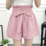 Women Korean Style Casual Chic Simple High Quality Womens All-match Loose Elastic Waist Solid Sashes Elegant