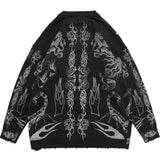 Oversized Sweater Men Women Harajuku Skull Graffiti Retro Vintage Knitted Sweater Unisex Cotton Pullover 2022 Autumn And