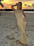 Beach Dress Sexy Knitted Bare Back Bli亮 Tight Bikini Shirt Sunscreen