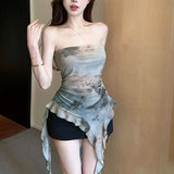 New Summer Tie-Dye Lotus Side Mesh Yarn Irregular Fluttering Thai Mesh Wrap Tector