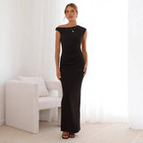 Women's Spring And Summer Explosion Of Sleeveless Back Open Fork Folded Tight