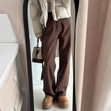 Jeans Women Plus Velvet Thick 2025 Autumn And Winter High-Waisted Narrow Version Of Straight Trousers Small Drag Broad Leg