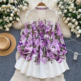 Elegant V-Neck Single-Drace Printed Dress Women To Collect Waist Thin A-Word Short Dress 2025 Spring