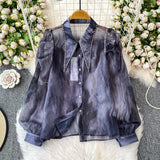 Ancient Port Style Design Sense Niche Shirt Women Autumn New French Temperament Age Reduction Lantern Sleeve