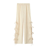 New Multi-Color Lace Bow Ornaments Loose Casual Trousers-Outfit