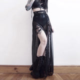 Solid Color Lace 2024 Summer New Style And Ground Skirt Slim Perspective Net Gauze Fashionable Dress Woman-Outfit