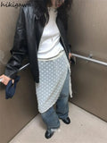 Fashion Clothing Flocking Flowers High Waist Lace A-line Skirts 2024 Faldas Mujer See Throught Saia Bandage A-line Skirt-Outfit