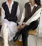 Sweater Vest Women Stretchy Simple Basic Daily V-neck Solid Open-stitch Female Korean