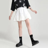 High Elastic Waist Black Ruffles Temperament Mini Half-body Skirt Women Fashion Tide New Spring Summer 2023