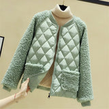 cotton jacket women autumn winter lambswool splice parka plus size loose warm outerwear female cotton-padded jackets