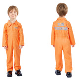 Unisex Jail Costumes Letter Print Long Sleeve Prison Jumpsuit for Adults Toddlers Role-Playing Party Cosplay Outfits-Outfit
