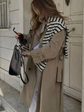 Women Tunic Sashes Overknee Trench Coat Female Double Breasted Oversize Trench Coat Autumn Winter Vintage Chic Casual