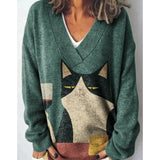 Christmas Abstract 3D Print Big V-Neck Long-Sleeved