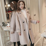 Loose Pink Casual Button Wool Blends Hot Sale Winter Warm Jacket Long Cashmere Vintage Female Autumn Women's Wool