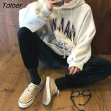 Hat Hoodies Women Print Vintage Loose Front Pockets Aesthetic Winter Thicker Warm Outerwear Hooded Pullover Korean