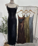 Real Shooting ö̽ð´ø Dress Bare Back Repair Behind The Opening Fork Long Bag Over The Knee Dress